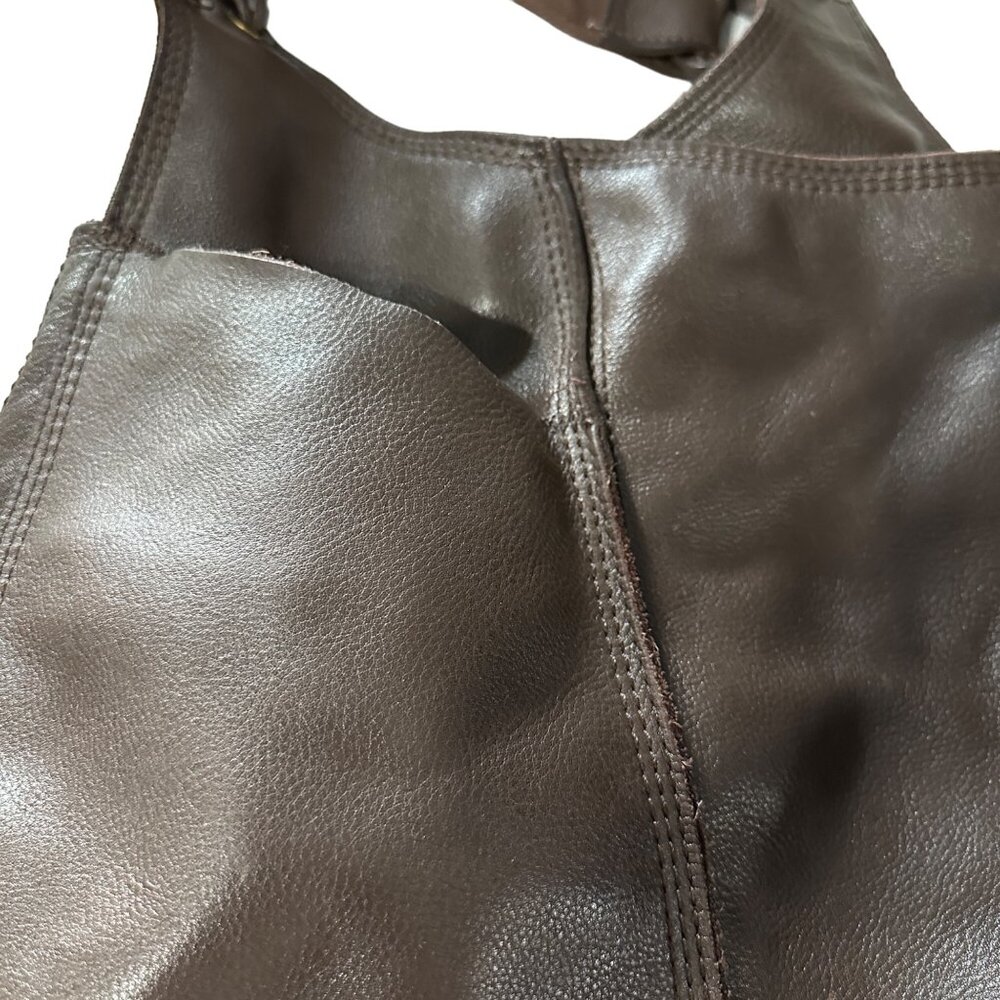 Lucky Brand Dark Brown Leather Hobo Shoulder Bag - Picture 3 of 13